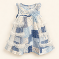 Blue Floral Patchwork Tulle Dress, front product photograph.