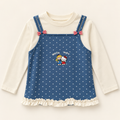 Blue Polka Dot Layered-Look Long Sleeve Top, front product photograph.
