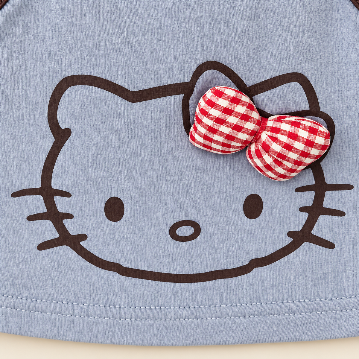 Blue cat bow top bow detail.