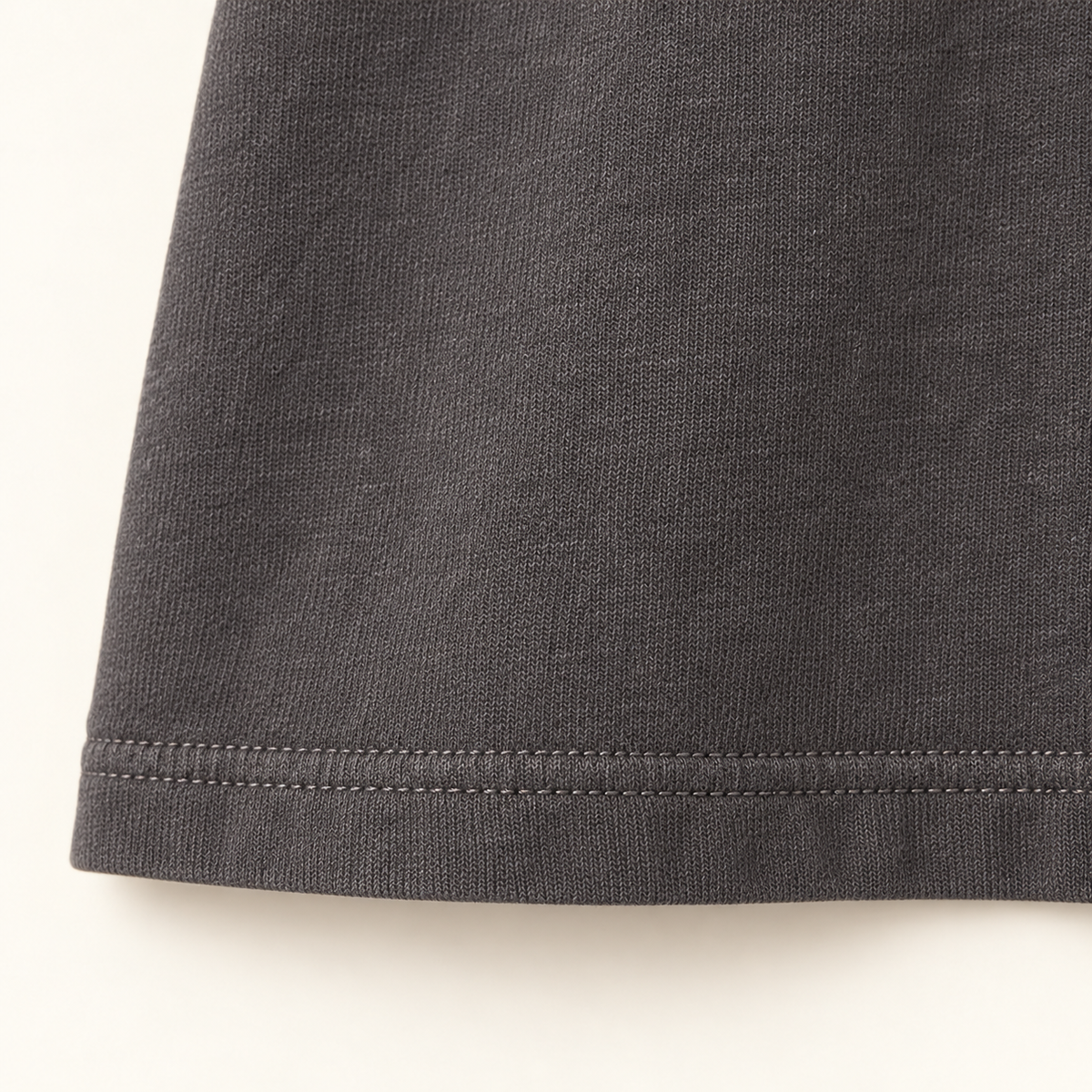 Charcoal Lace-Trim Sleeve Top — charcoal lower body fabric and straight stitched hem