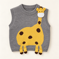 Grey Giraffe Knit Vest, front product photograph.