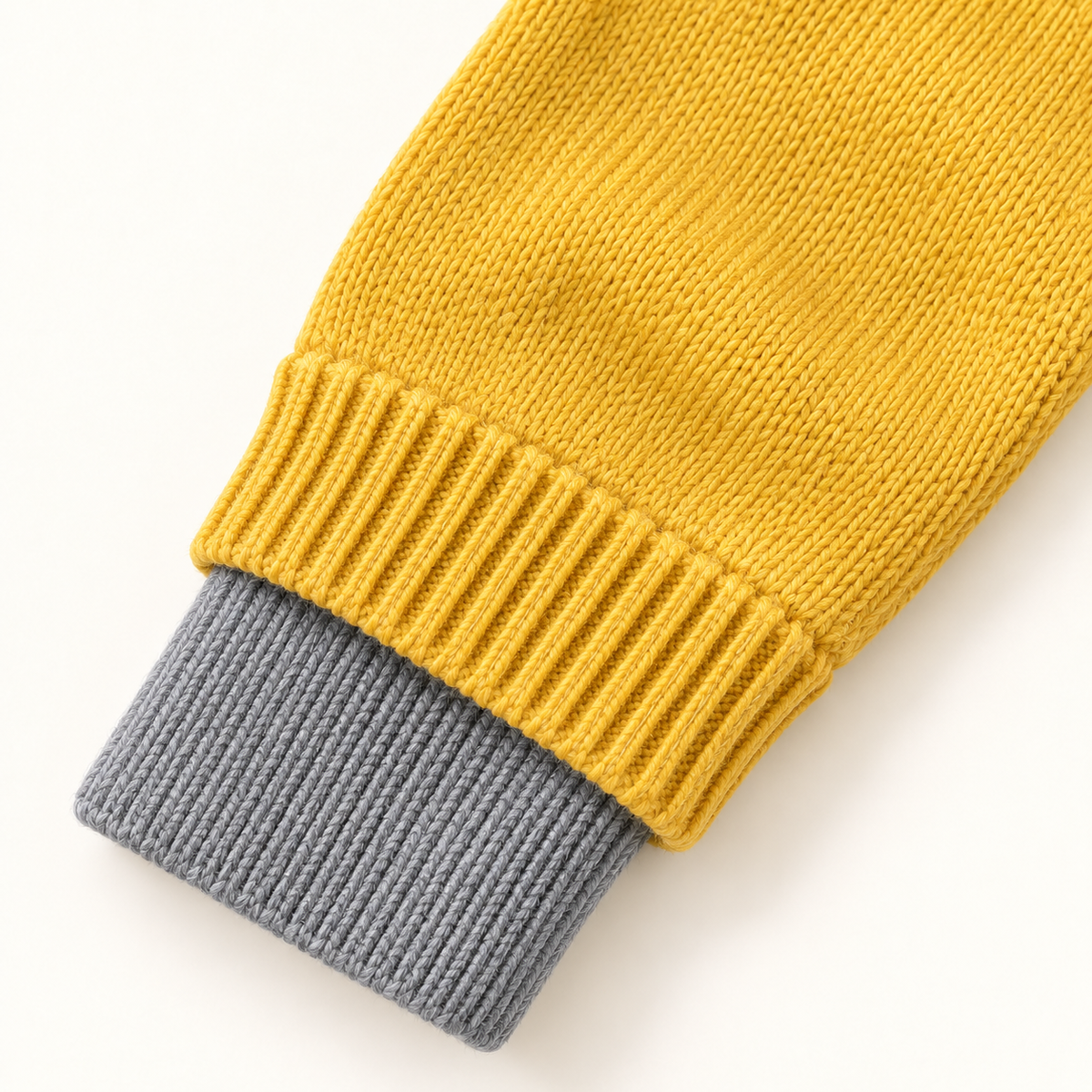 Yellow & Grey Hooded Knit Cardigan detail 3